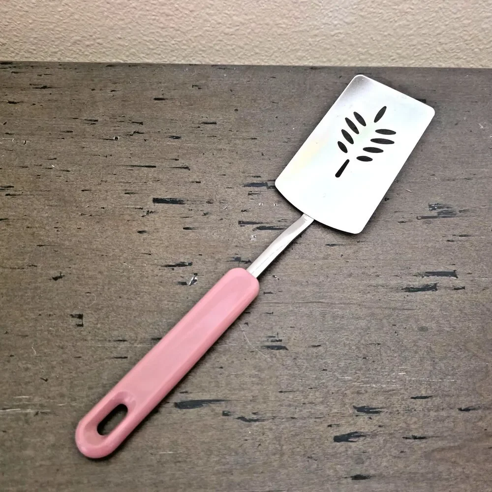 Vintage Royal Korea Pink Mauve Slotted Spatula Turner Wheat Design 11 3/4